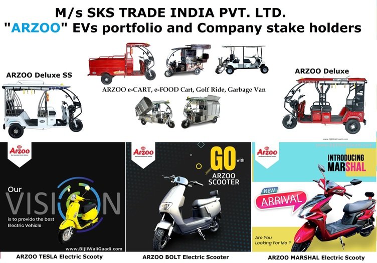 ARZOO EVs product portfolio from SKS TRADE India Pvt. Ltd.