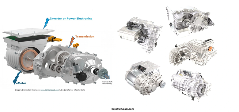 EV powertrain from different manufacturers. Details by BijliWaliGaadi.com