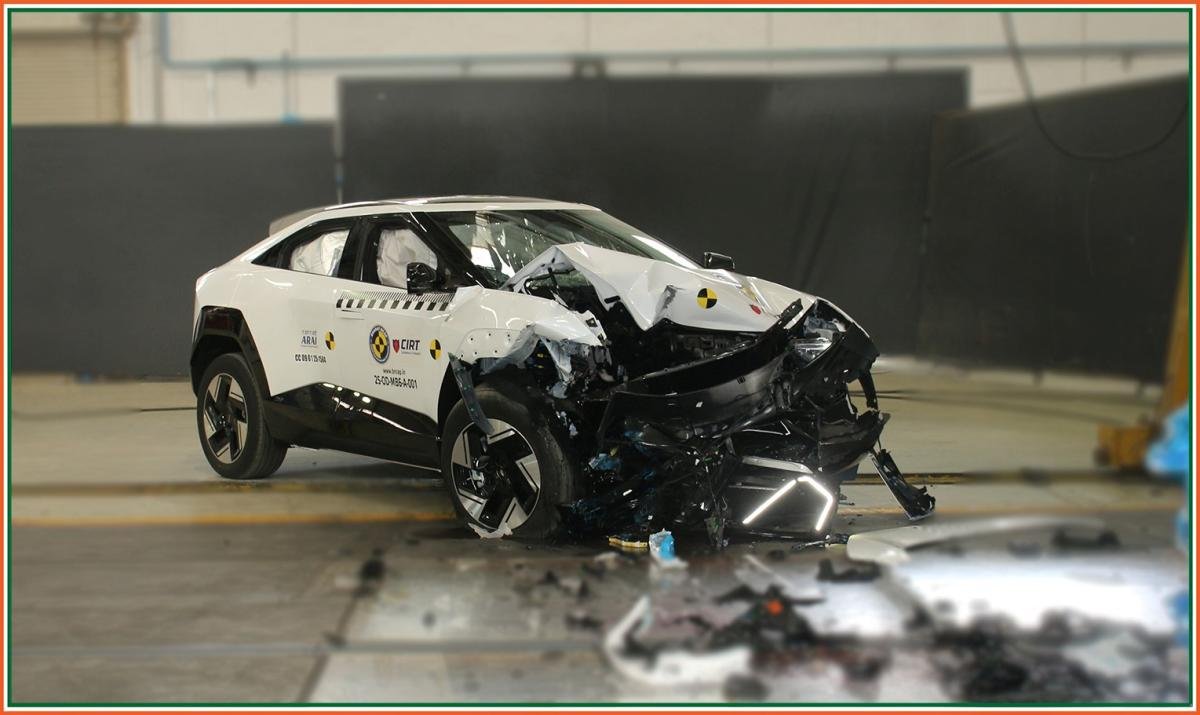 Mahindra BE 6 Bharat NCAP crash test image for Mahindra BE 6 vs MG Windsor EV vs Hyundai Creta Electric 2026 safety and mid-size EV comparison India
