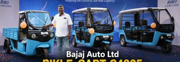 Bajaj Auto RIKI E-Cart C4005 officially launched in Bangalore at a corporate event showcasing the new electric cargo three-wheeler.