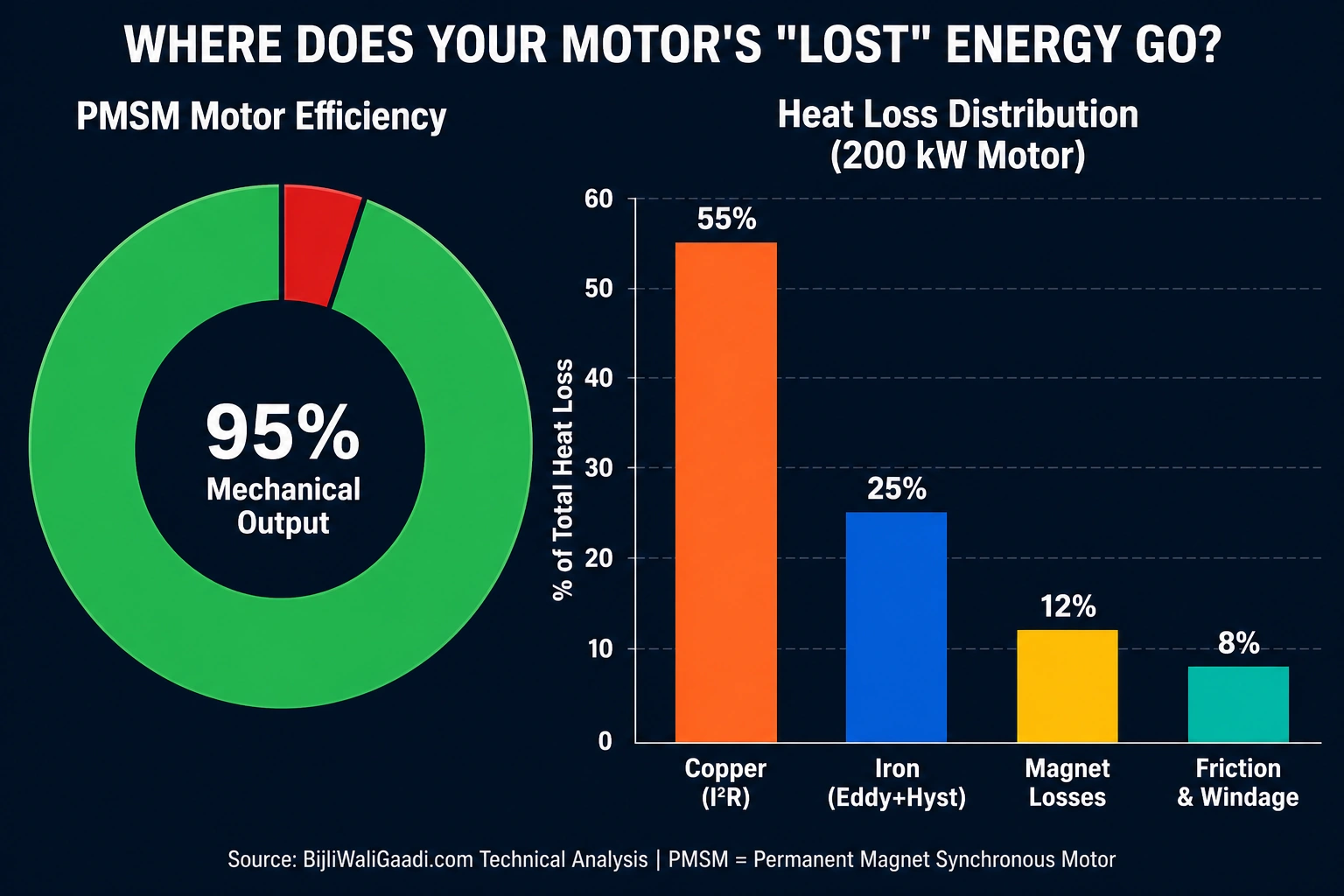 EV Motor cooling target to reduce the component level heat loss