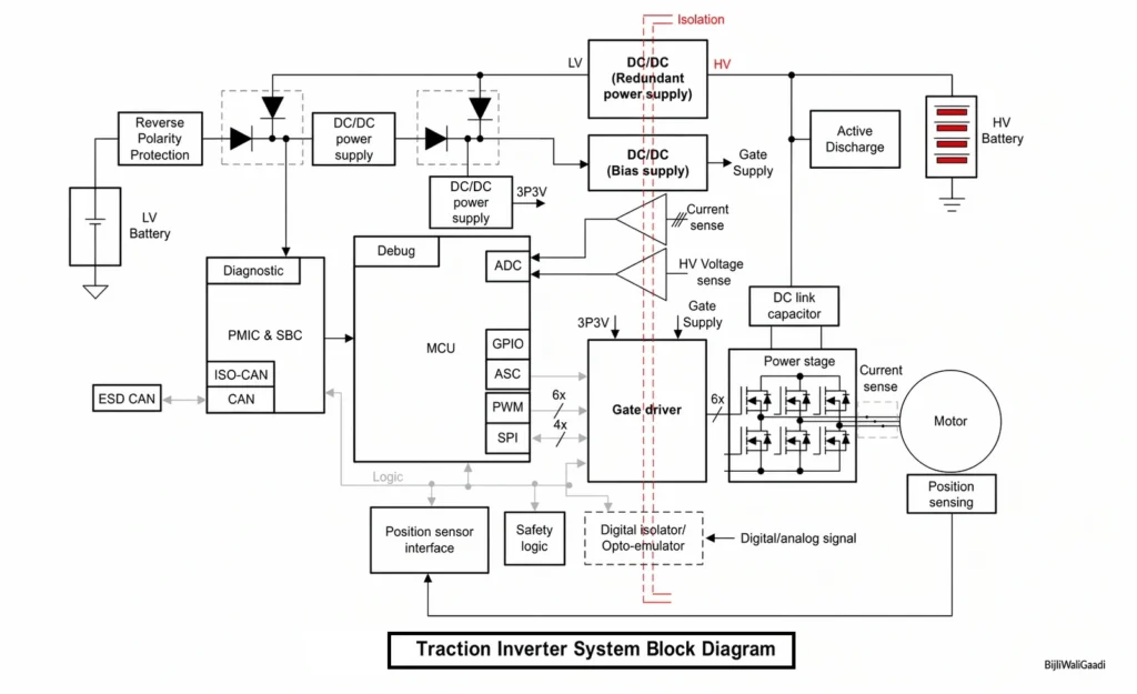 EV Inverter Technology - Complete System Block Diagram of an EV Inverter.