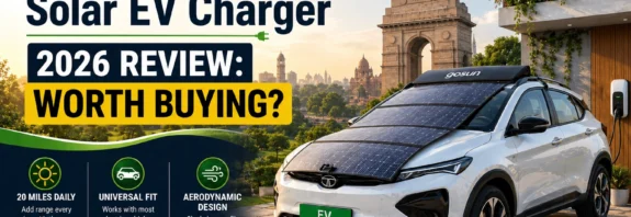 GoSun Solar EV Charger review 2026 on electric SUV in India with solar roof charging system