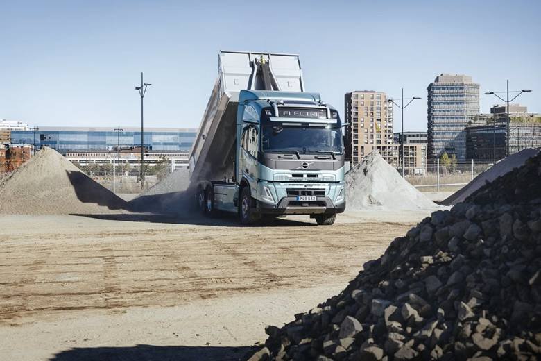 Volvo electric truck in mining operation