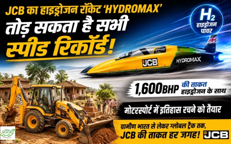 गांव में काम करती JCB मशीन और JCB Hydromax हाइड्रोजन स्पीड कार का हाई CTR फीचर्ड इमेज
