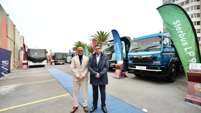 Tata Motors commercial vehicle portfolio showcase Cape Town South Africa May 2026 with electric trucks on display