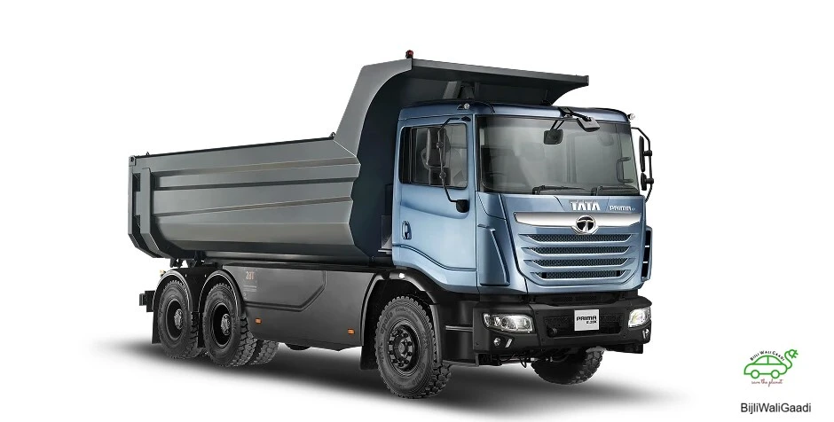 Tata Prima E28.K electric tipper truck zero emission mining construction South Africa heavy duty