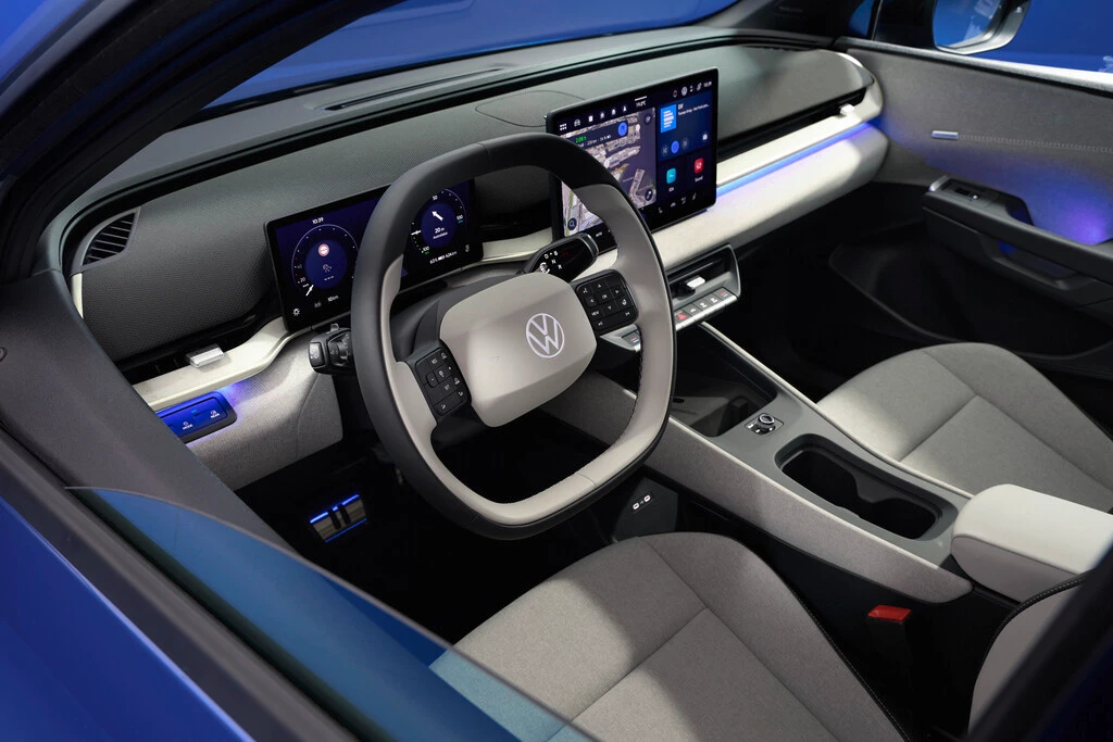 Polo EV or say VW Electric Polo interior image showing driver cabin of Volkswagen ID. polo by BijliWaliGaadi