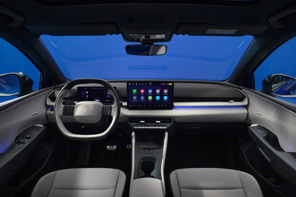 Polo EV or say VW Electric Polo interior image showing driver cabin of Volkswagen ID. polo by BijliWaliGaadi