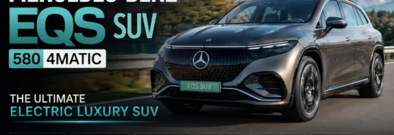 Mercedes-Benz EQS SUV 580 4MATIC luxury electric SUV featured image showcasing premium design, 660+ km range, advanced safety features, and luxury EV technology in India