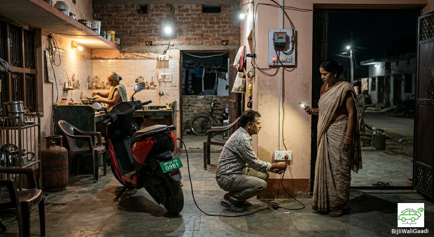 EV charging at home. गाँव में EV चार्ज कैसे करें