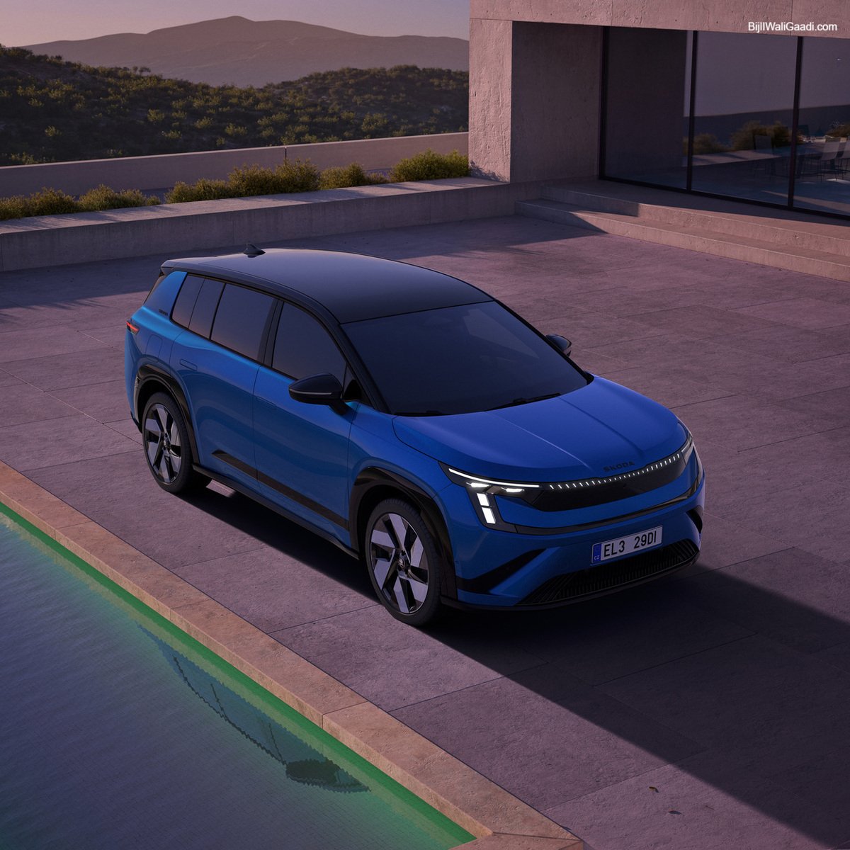 Škoda Peaq Sportline 2026 electric SUV two-tone black roof glossy black accents 20-inch alloy wheels LED matrix headlights Tech-Deck Face Light Band