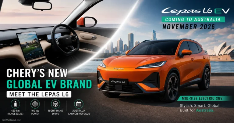 Chery Lepas L6 electric SUV featuring its exterior design and premium interior ahead of the Australian launch as Chery expands its global Lepas brand.