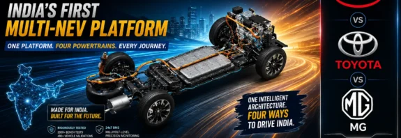 MG ADAPT India's first Multi-NEV platform featuring BEV PHEV REEV HEV architecture with comparison of MG, BYD and Toyota hybrid technologies