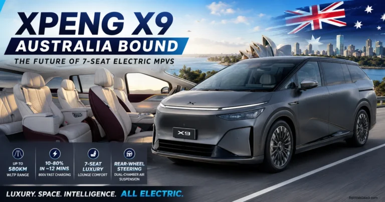 XPENG X9 Australia electric MPV with luxury seven-seat interior, 580km WLTP range, 800V fast charging and premium family EV showcased for the Australian market.
