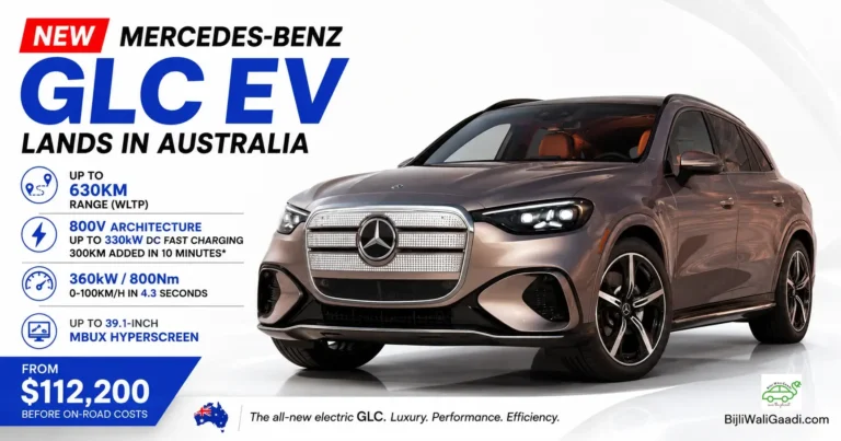 Mercedes-Benz GLC EV launched in Australia with 630km range, 800V charging and $112,200 starting price.