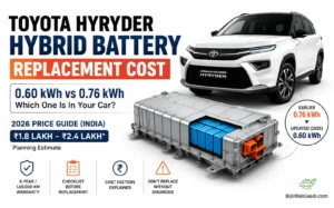 Toyota Urban Cruiser Hyryder Hybrid Battery Replacement Cost in India (2026): 0.60 kWh vs 0.76 kWh