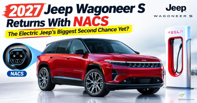 2027 Jeep Wagoneer S electric SUV with NACS charging connector and fast-charging station