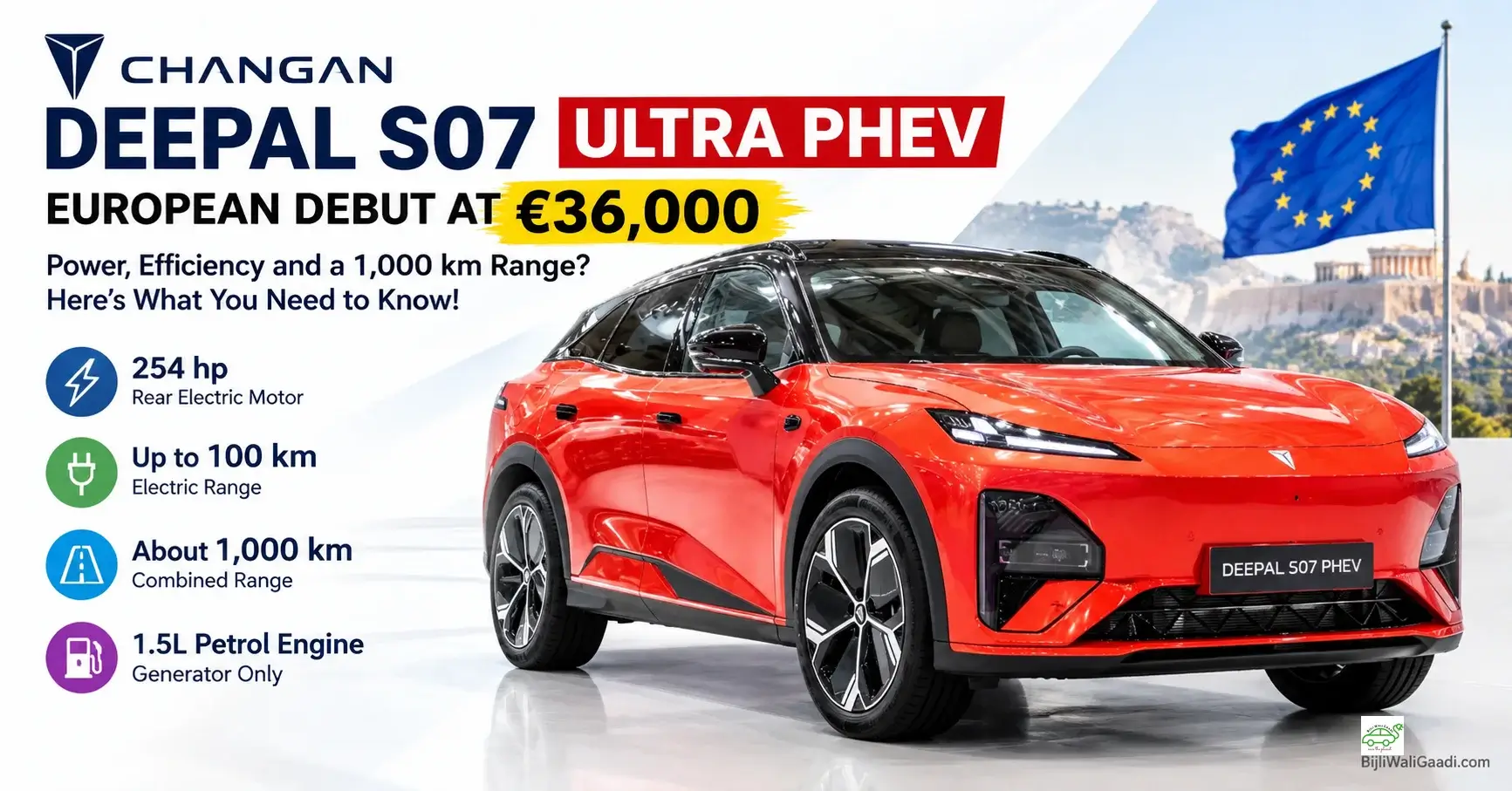 Changan Deepal S07 Ultra PHEV red SUV unveiled in Europe with 254 hp and about 1,000 km range