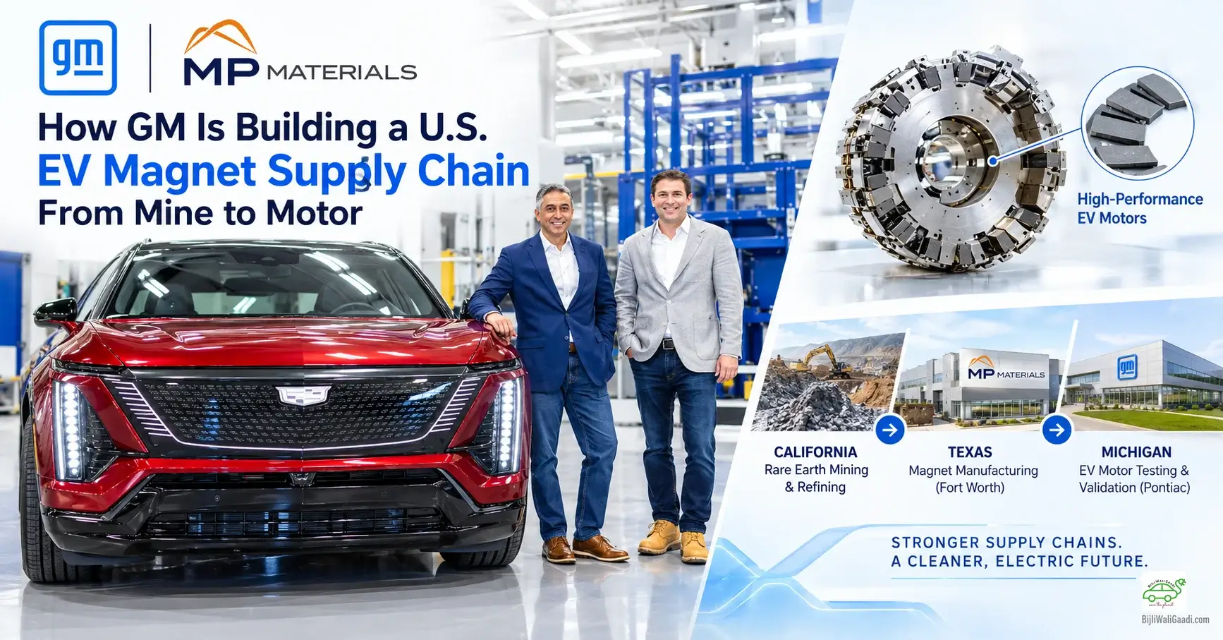 GM and MP Materials build a U.S. EV magnet supply chain from rare-earth mining to electric motors